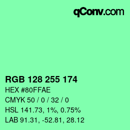 Color code: RGB 128 255 174 | qconv.com