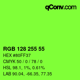 Color code: RGB 128 255 55 | qconv.com