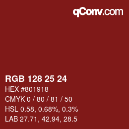 カラーコード: RGB 128 25 24 | qconv.com