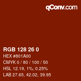 颜色代码: RGB 128 26 0 | qconv.com