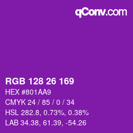 Color code: RGB 128 26 169 | qconv.com