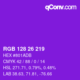 Color code: RGB 128 26 219 | qconv.com