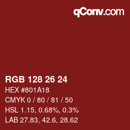 Color code: RGB 128 26 24 | qconv.com