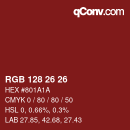 Color code: RGB 128 26 26 | qconv.com
