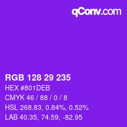 Color code: RGB 128 29 235 | qconv.com