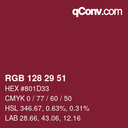 Color code: RGB 128 29 51 | qconv.com