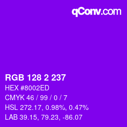 Color code: RGB 128 2 237 | qconv.com