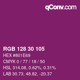 Color code: RGB 128 30 105 | qconv.com