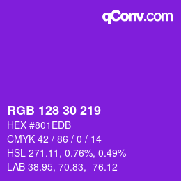 Color code: RGB 128 30 219 | qconv.com