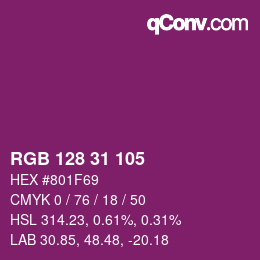 Color code: RGB 128 31 105 | qconv.com