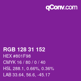 Color code: RGB 128 31 152 | qconv.com