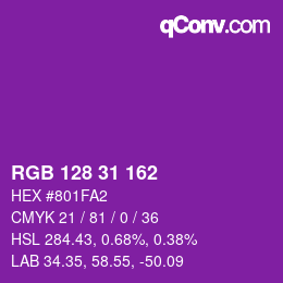 Color code: RGB 128 31 162 | qconv.com