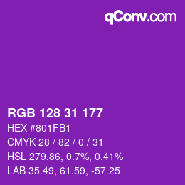 Color code: RGB 128 31 177 | qconv.com