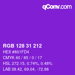 Color code: RGB 128 31 212 | qconv.com