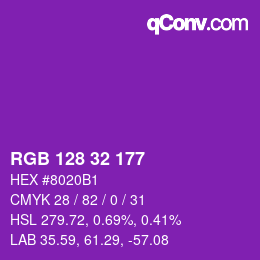 Color code: RGB 128 32 177 | qconv.com