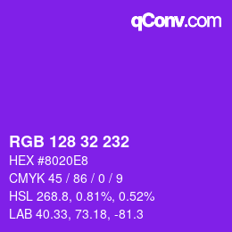Color code: RGB 128 32 232 | qconv.com