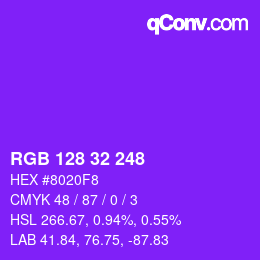Color code: RGB 128 32 248 | qconv.com