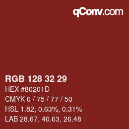 颜色代码: RGB 128 32 29 | qconv.com