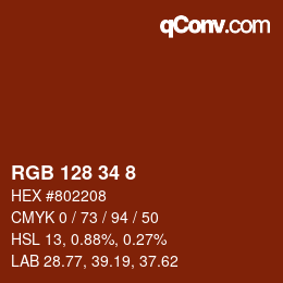 Color code: RGB 128 34 8 | qconv.com