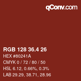 カラーコード: RGB 128 36.4 26 | qconv.com
