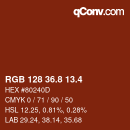 カラーコード: RGB 128 36.8 13.4 | qconv.com