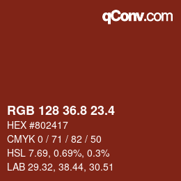 カラーコード: RGB 128 36.8 23.4 | qconv.com