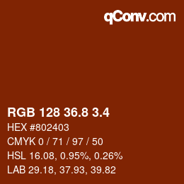 カラーコード: RGB 128 36.8 3.4 | qconv.com