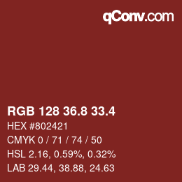 カラーコード: RGB 128 36.8 33.4 | qconv.com