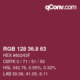 カラーコード: RGB 128 36.8 63 | qconv.com