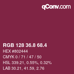 カラーコード: RGB 128 36.8 68.4 | qconv.com