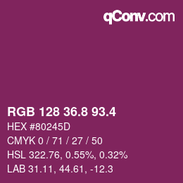 カラーコード: RGB 128 36.8 93.4 | qconv.com