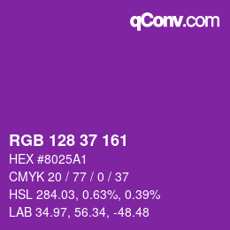 Color code: RGB 128 37 161 | qconv.com