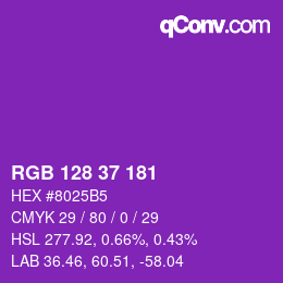 颜色代码: RGB 128 37 181 | qconv.com