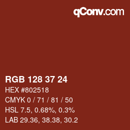 カラーコード: RGB 128 37 24 | qconv.com
