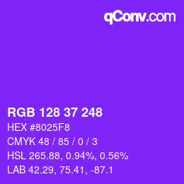 カラーコード: RGB 128 37 248 | qconv.com