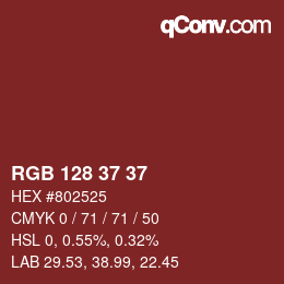 颜色代码: RGB 128 37 37 | qconv.com