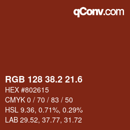 カラーコード: RGB 128 38.2 21.6 | qconv.com