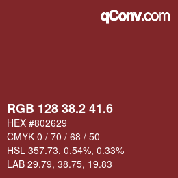 カラーコード: RGB 128 38.2 41.6 | qconv.com