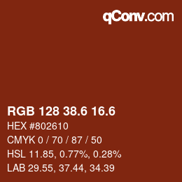カラーコード: RGB 128 38.6 16.6 | qconv.com