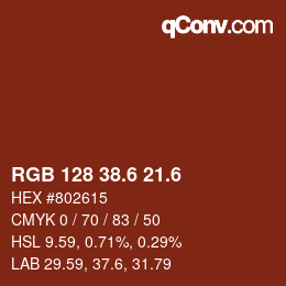 カラーコード: RGB 128 38.6 21.6 | qconv.com