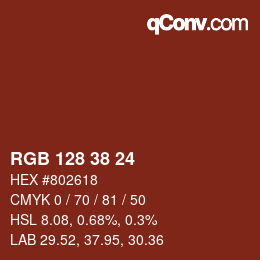 カラーコード: RGB 128 38 24 | qconv.com