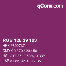 Color code: RGB 128 39 103 | qconv.com
