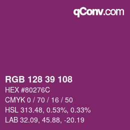 Color code: RGB 128 39 108 | qconv.com