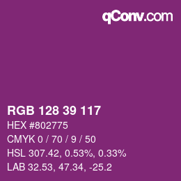 Color code: RGB 128 39 117 | qconv.com