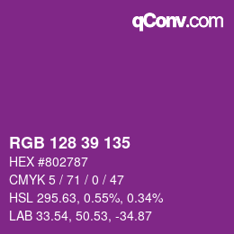 Color code: RGB 128 39 135 | qconv.com