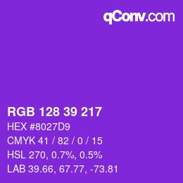Color code: RGB 128 39 217 | qconv.com