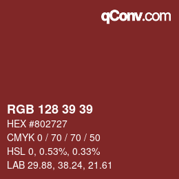 Color code: RGB 128 39 39 | qconv.com