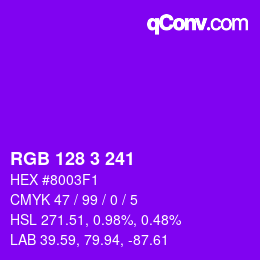 Color code: RGB 128 3 241 | qconv.com