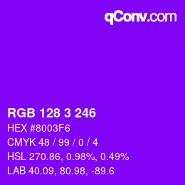 カラーコード: RGB 128 3 246 | qconv.com