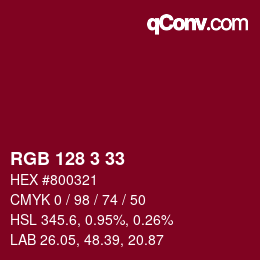 カラーコード: RGB 128 3 33 | qconv.com